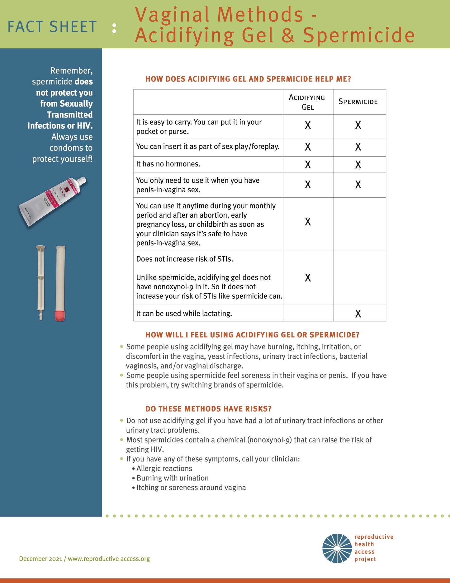 Vaginal Methods: Acidifying Gel & Spermicide