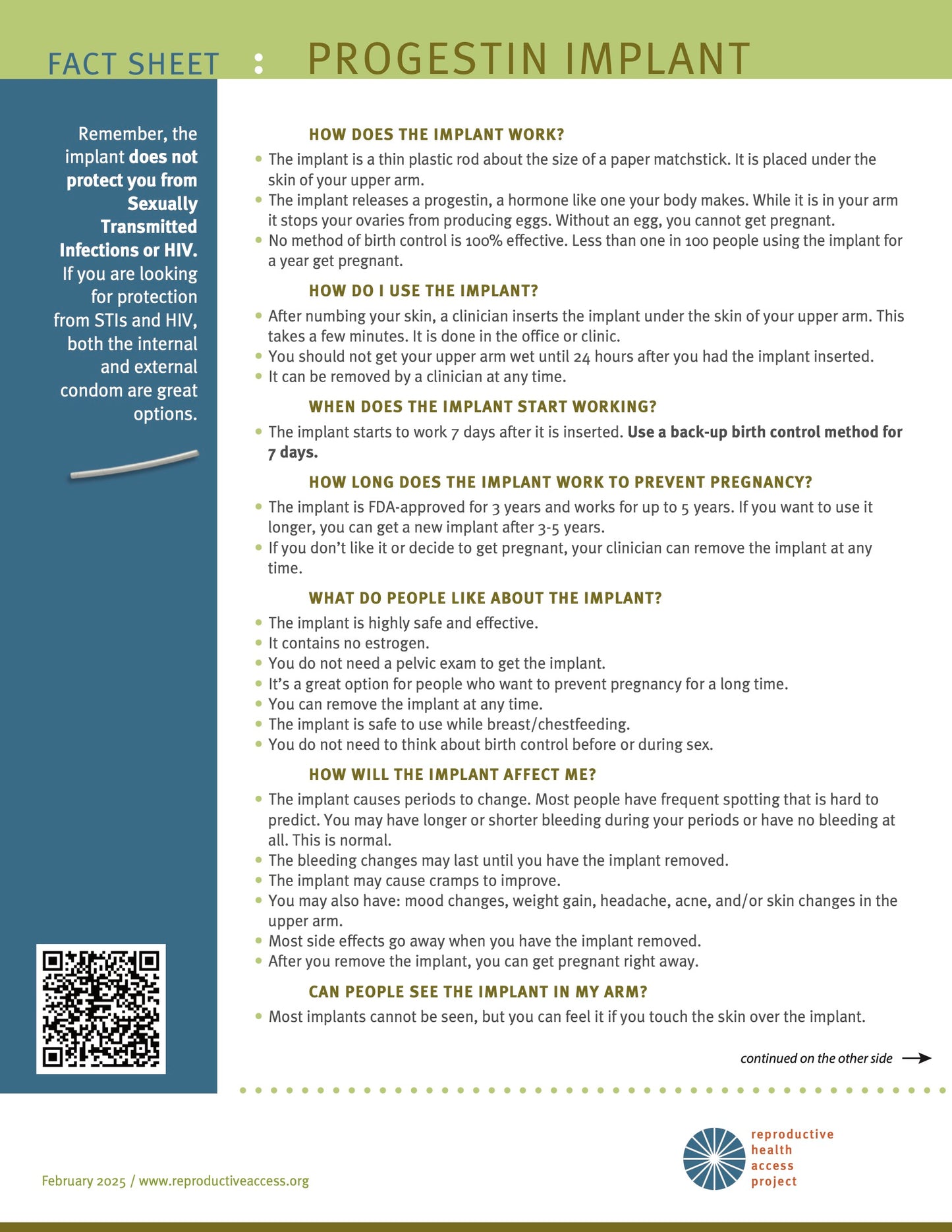 Progestin Implant User Guide