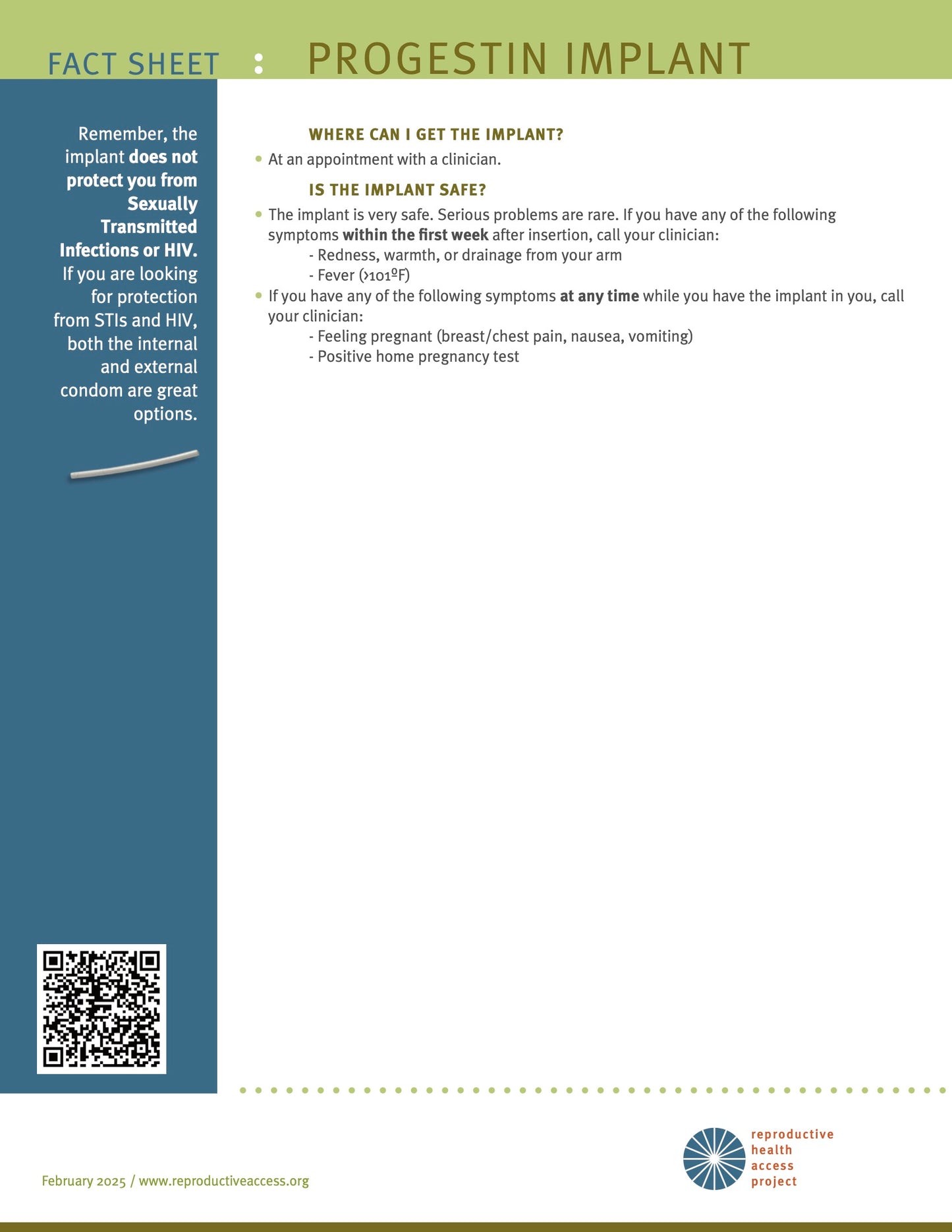 Progestin Implant User Guide