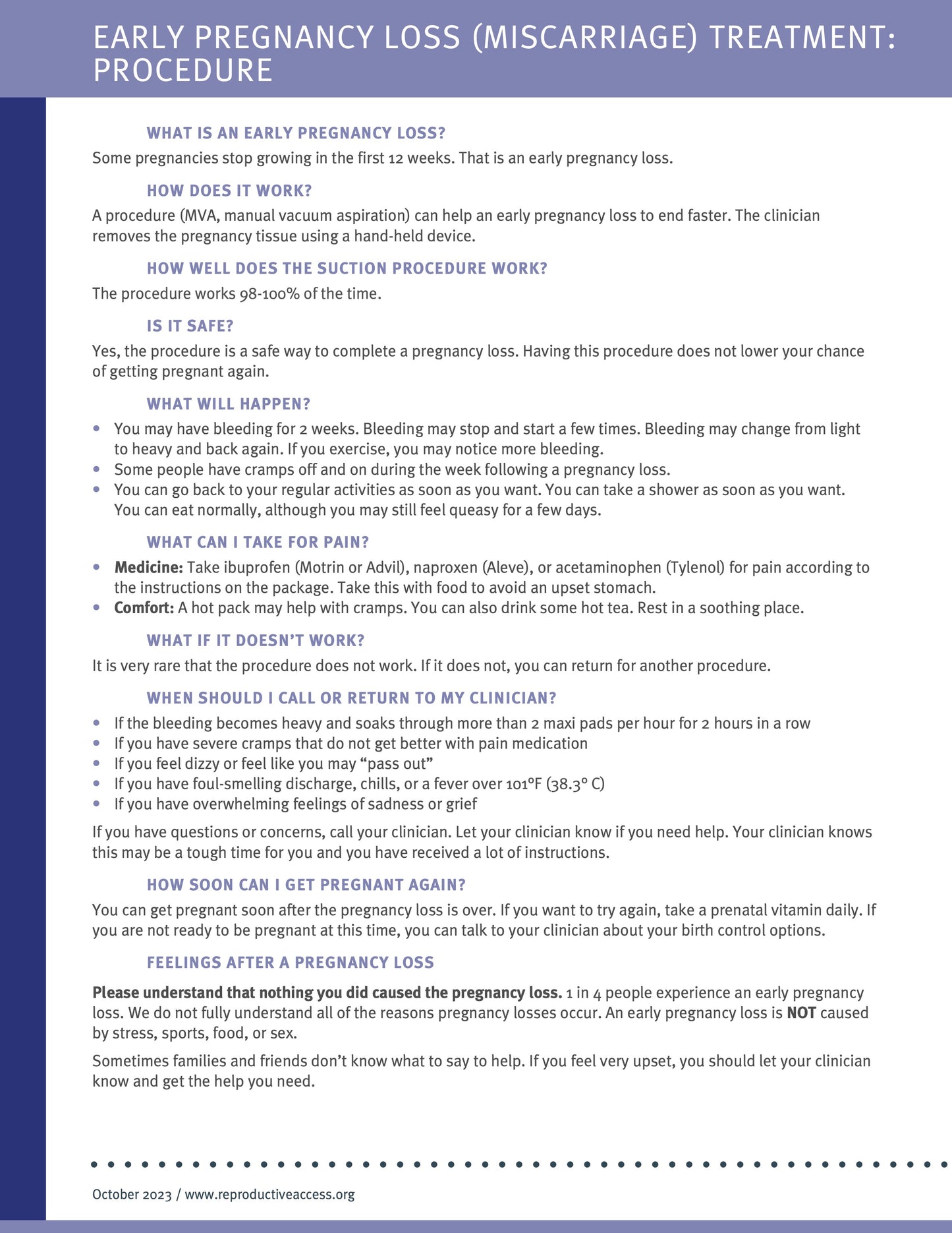 Early Pregnancy Loss (Miscarriage) Pack
