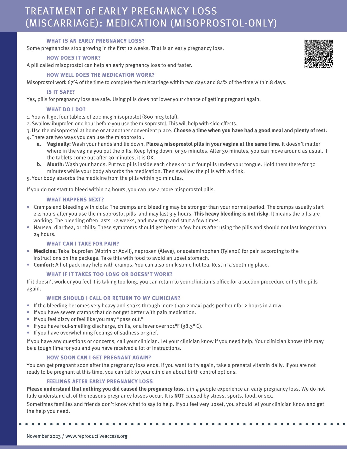 Early Pregnancy Loss (Miscarriage) Pack