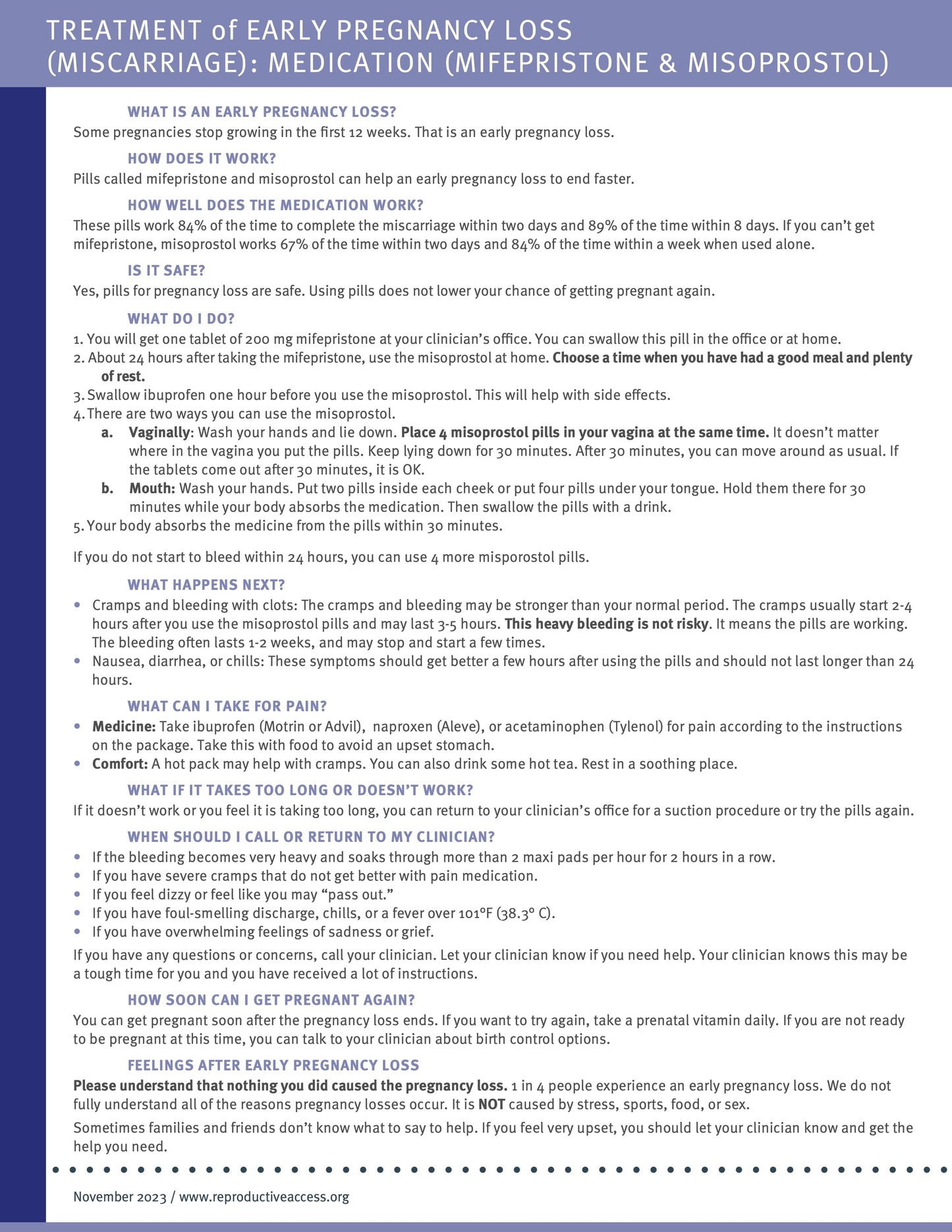 Early Pregnancy Loss (Miscarriage) Pack