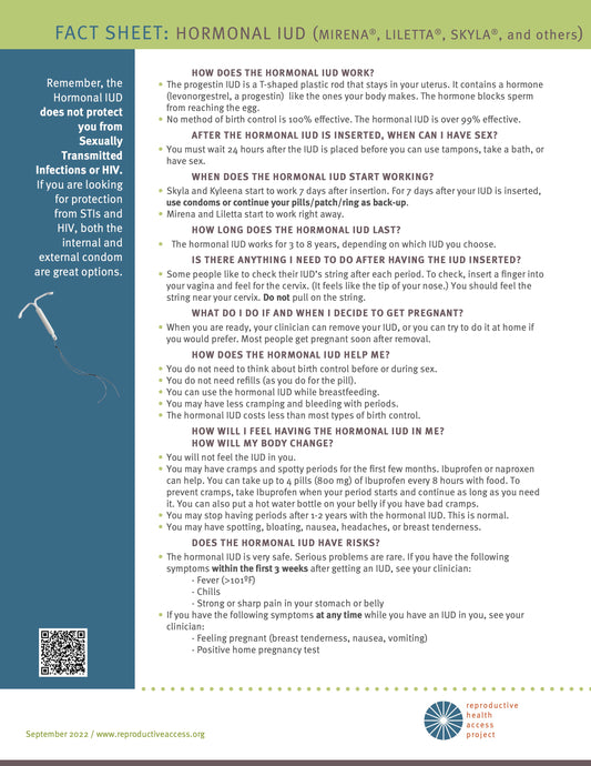 Hormonal IUD User Guide