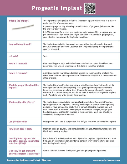 Progestin Implant Fact Sheet