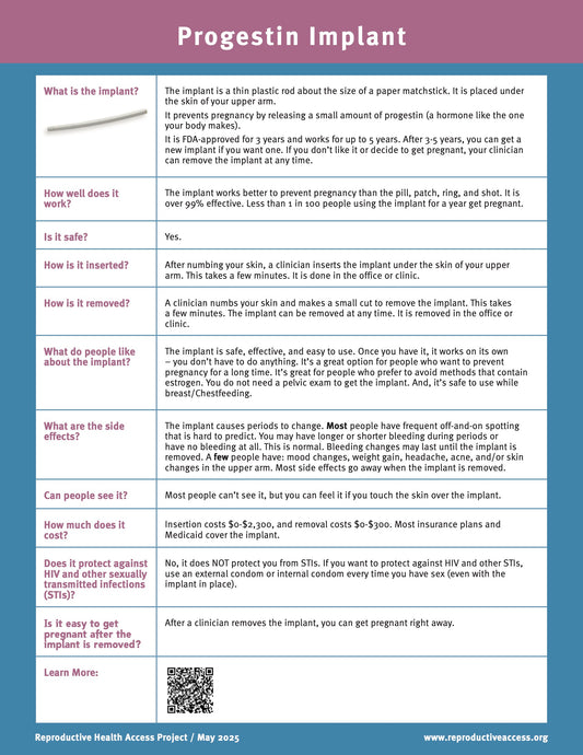 Progestin Implant Fact Sheet