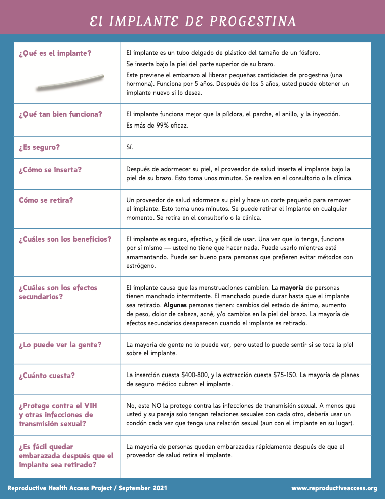 Progestin Implant Fact Sheet