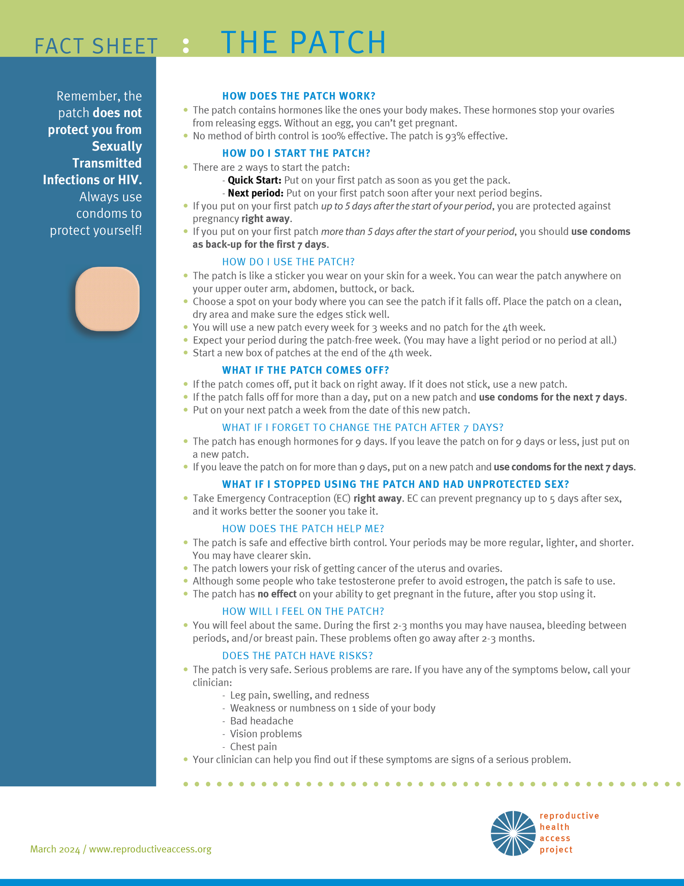 Patch User Guide – Reproductive Health Access Project Store